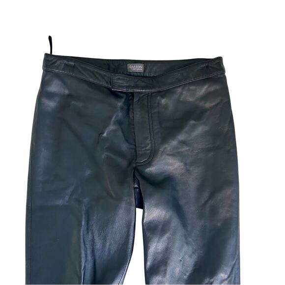 REM Garson Black Leather Biker Pants Bootcut Low Rise Size 8 Moto - Picture 15 of 16